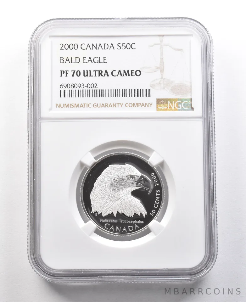 2000 Canada 50 Cents Silver Bald Eagle PF70 UCAM NGC *8407