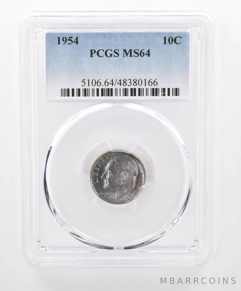 1954 Roosevelt Dime MS64 PCGS Beautiful Tone *2711