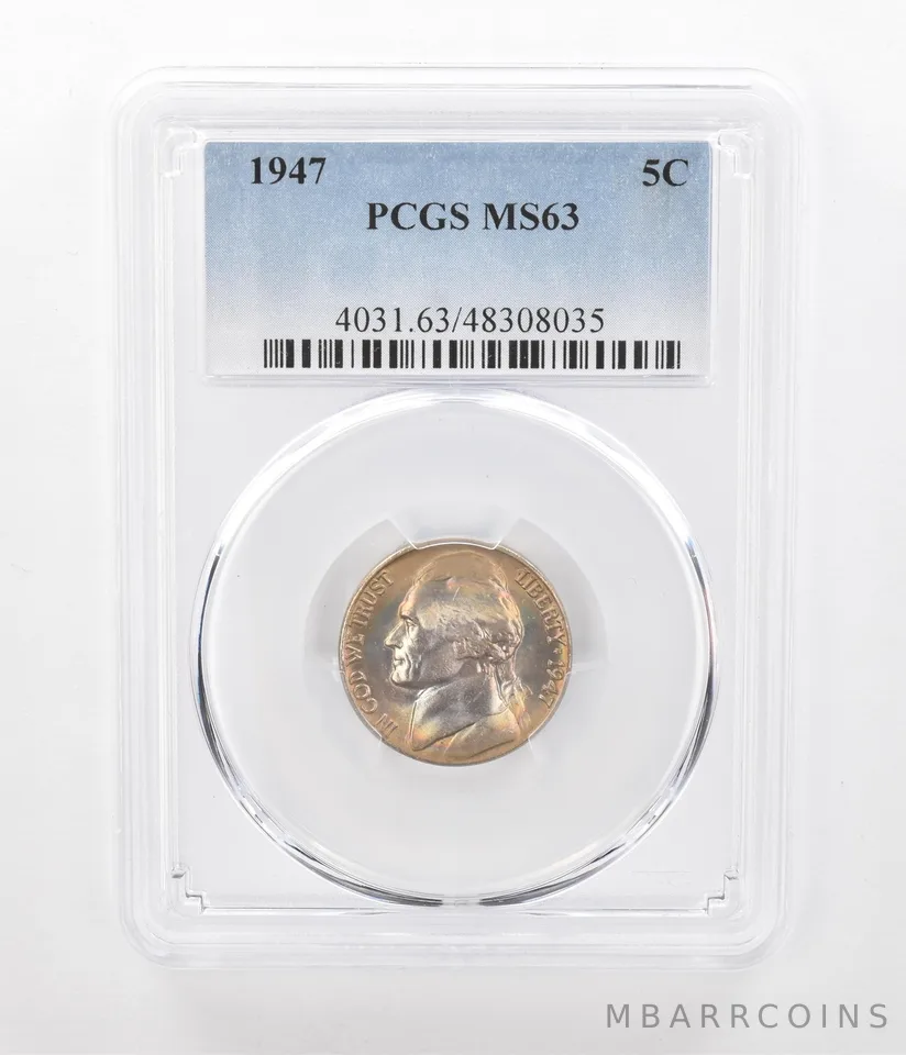 1947 Jefferson Nickel MS63 PCGS Beautiful Tone *2401