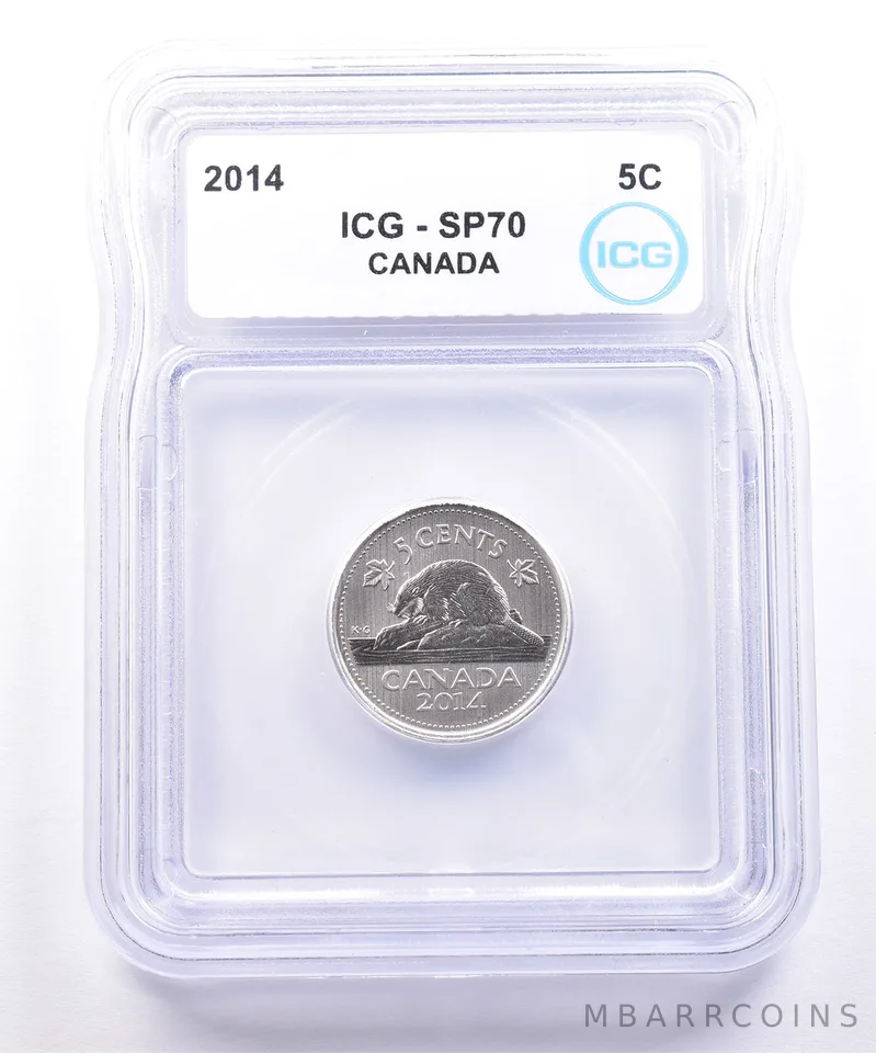 2014 Canada 5 Cents Beaver SP70 ICG