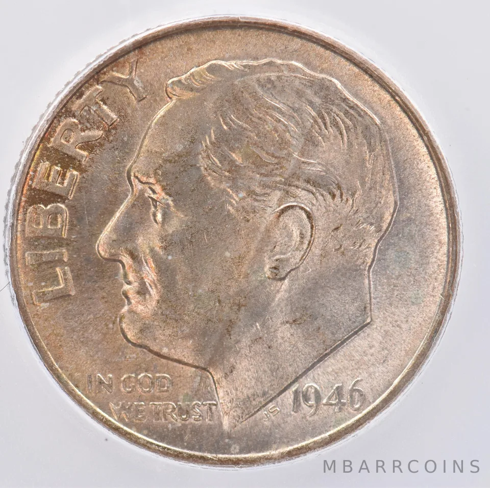 1946 Roosevelt Dime MS67 ICG Beautiful Tone *0856