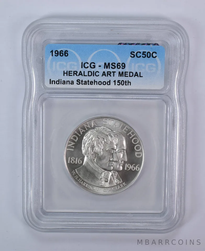 1966 So Called Half Dollar Indiana Statehood 150th MS69 ICG