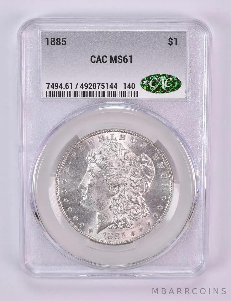 1885 Morgan Silver Dollar MS61 CAC CACg