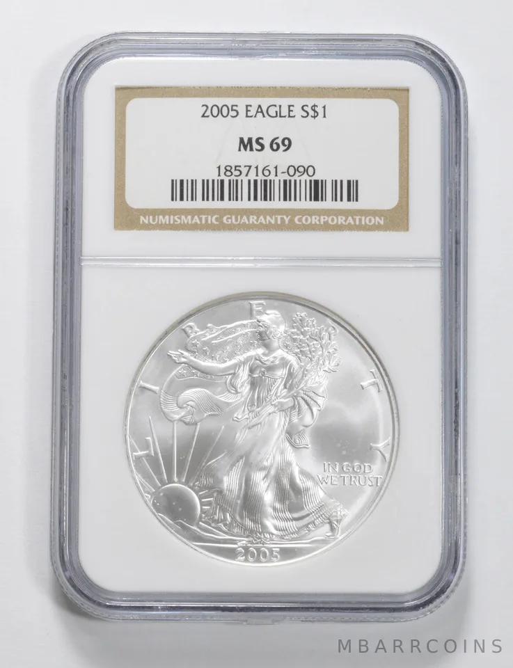 2005 American Silver Eagle MS69 NGC Brown Label
