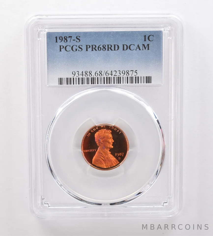 1987-S Lincoln Memorial Cent PR68 RD DCAM PCGS Beautiful Tone *2095