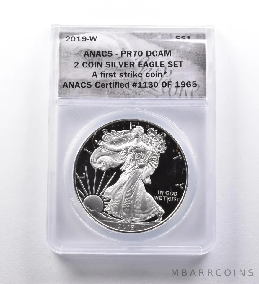 PR70 DCAM 2019-W American Silver Eagle 2 Coin Silver Eagle Set FS ANACS *3003