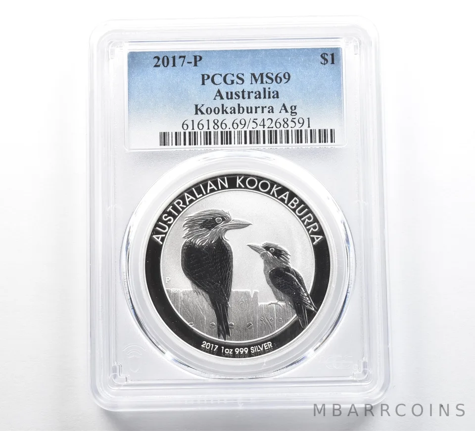2017 P Australia 1 Dollar Silver Kookaburra MS69 PCGS Blue Label