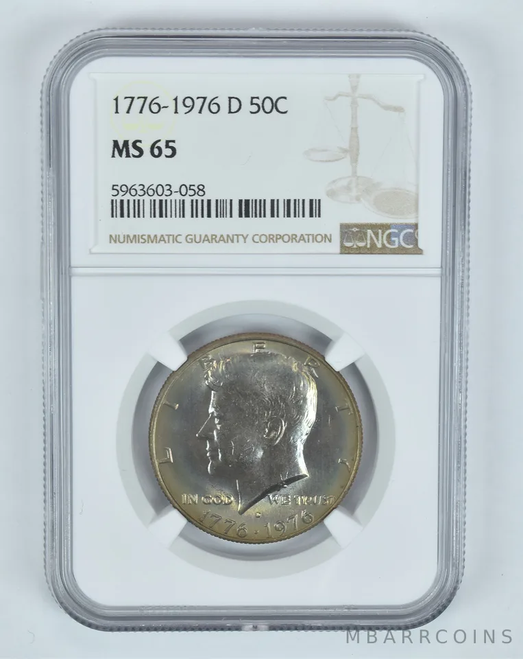 MS65 1776-1976-D Kennedy Half Dollar - Graded NGC Rainbow Tone *8787