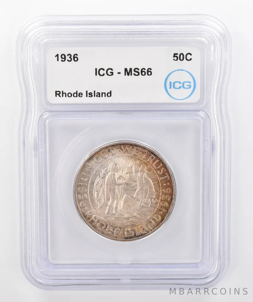 1936 Rhode Island Commemorative Half Dollar MS66 ICG Beautiful Tone *0265