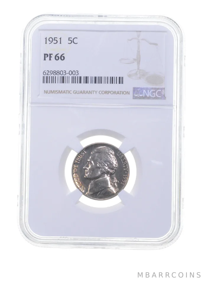 PF66 1951 Jefferson Nickel - Graded NGC a6134