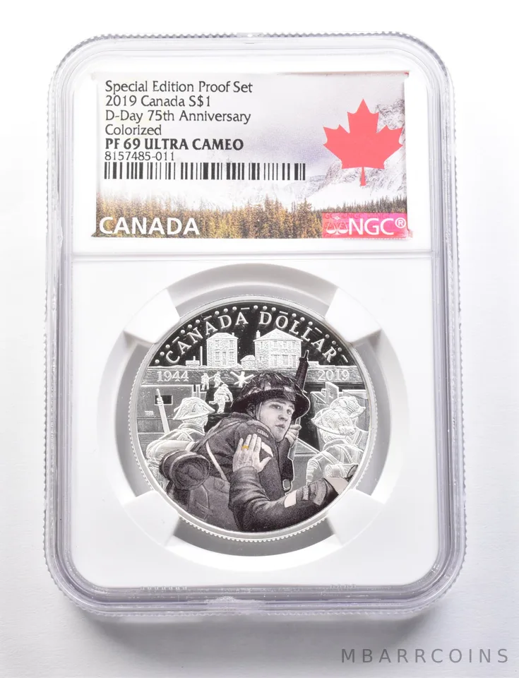 2019 Canada Silver $1 D-Day 75th Anniv Special Edition Proof PF69 UCAM NGC a7683