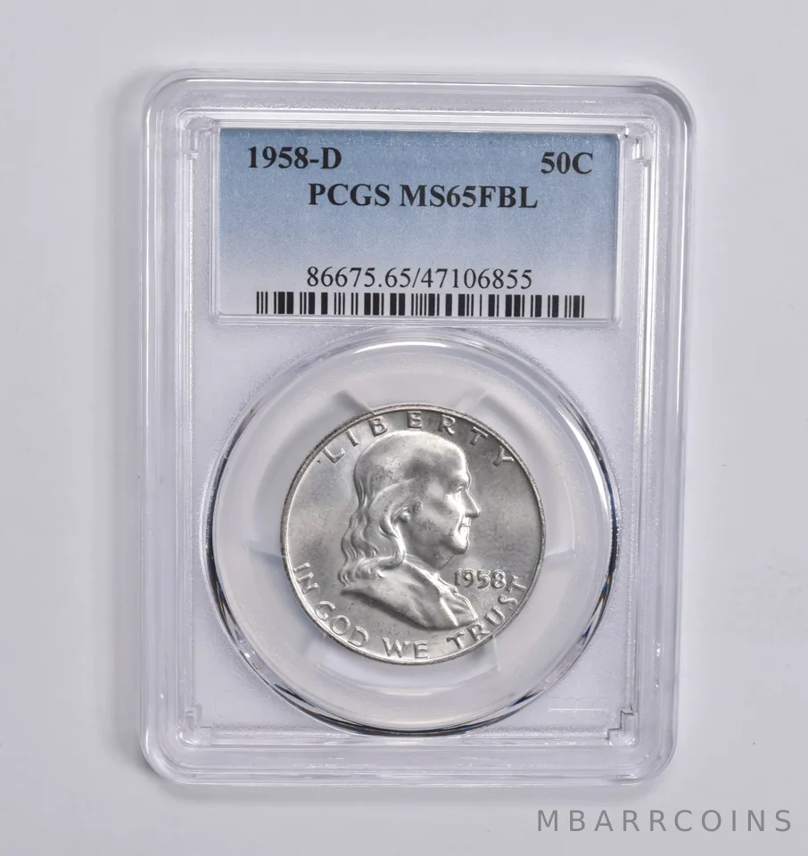 1958-D Franklin Half Dollar MS65 FBL PCGS Blue Label