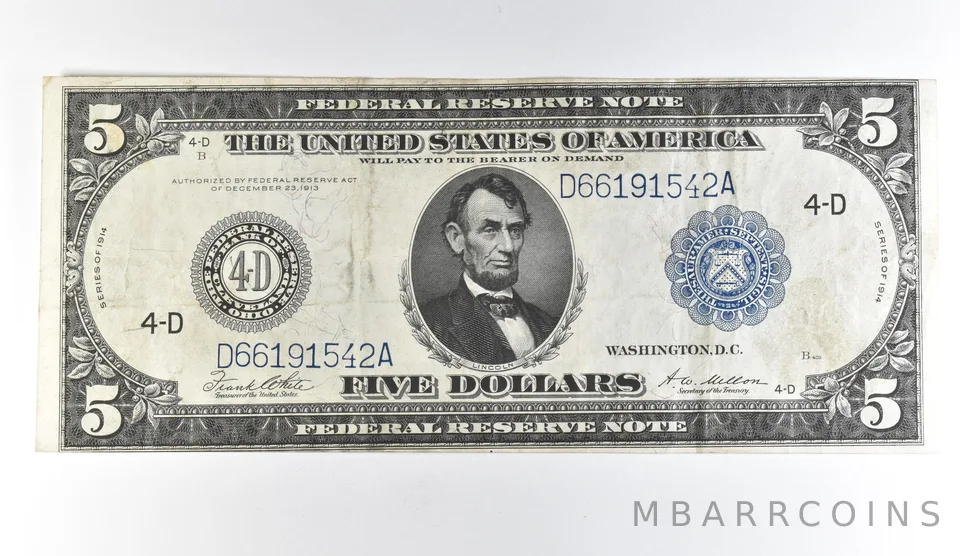 1914 $5 Cleveland OH FRN Large Note Blue Seal *1647