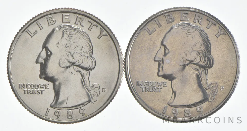 1989 P+D Washington Quarter Clad Unc Bundle