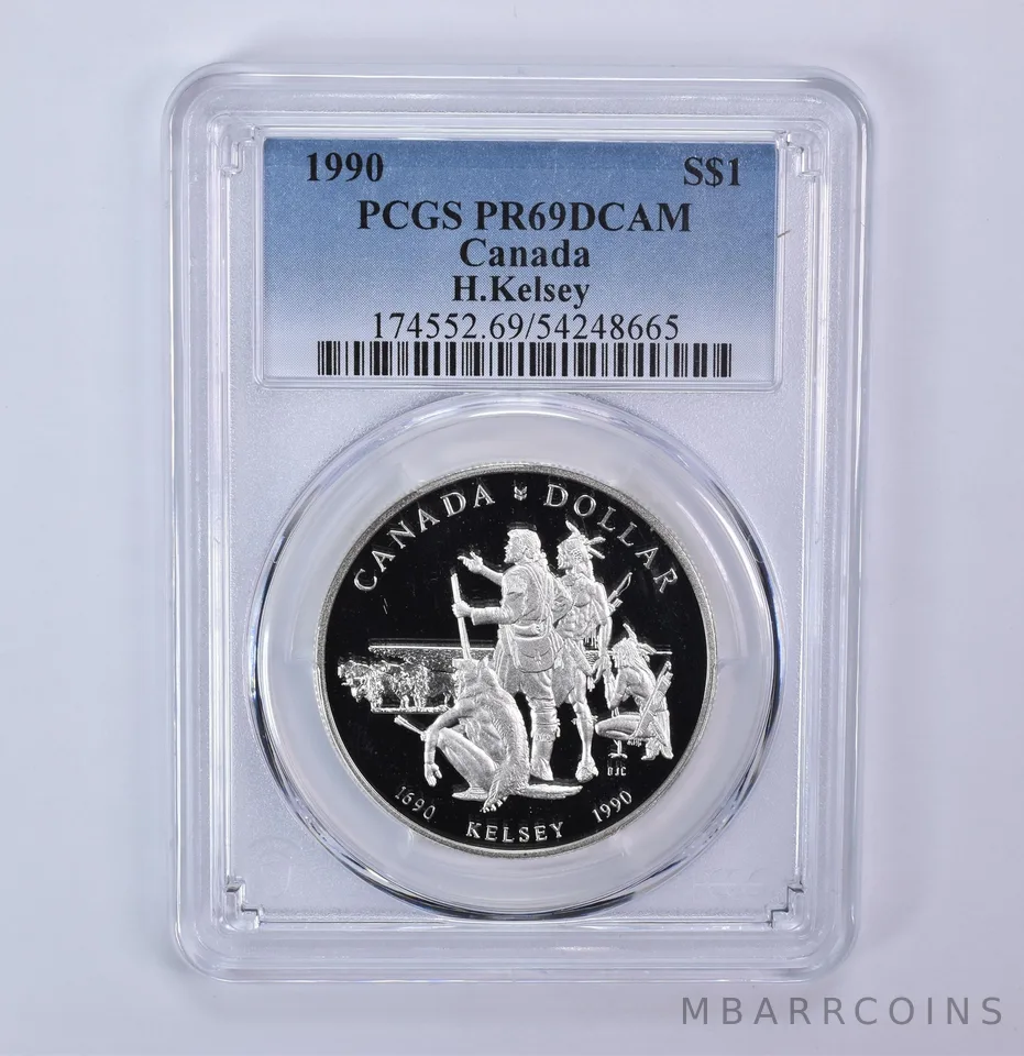1990 Canada 1 Dollar Silver Kelsey PR69 DCAM PCGS Blue Label