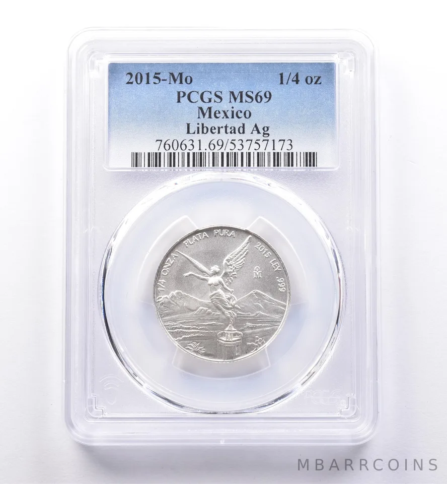 2015 Mo Mexico 1/4 Onza Silver Libertad MS69 PCGS a8631