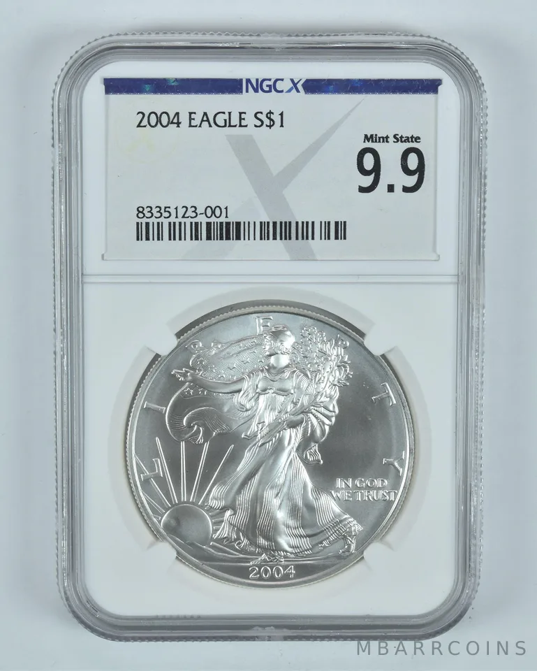 2004 American Silver Eagle Mint State 9.9 NGC X NGCX