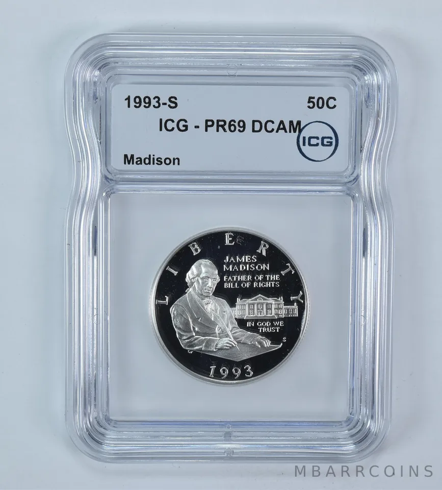 1993-S James Madison Commemorative Half Dollar PR69 DCAM ICG