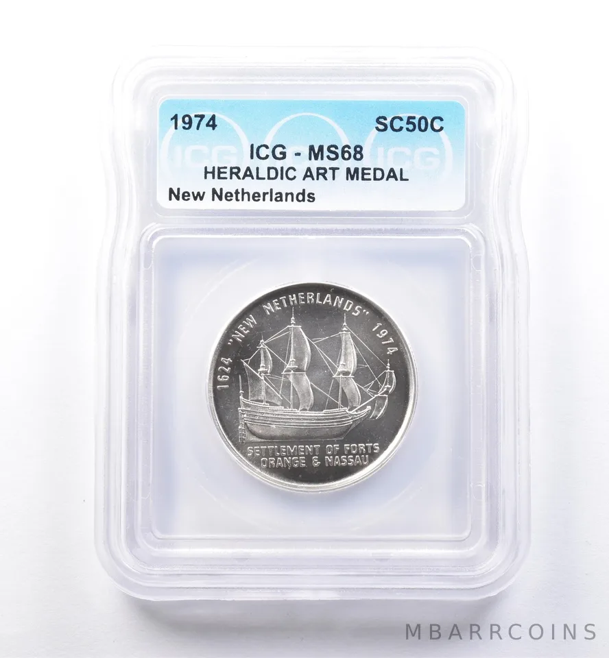 1974 So Called Half Dollar New Netherlands MS68 ICG *8496