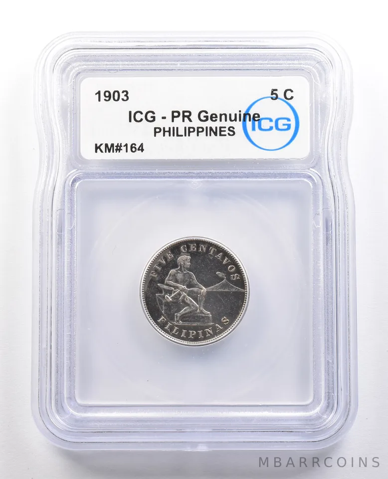 1903 Philippines 5 Centavos KM#164 PR Genuine ICG *0876