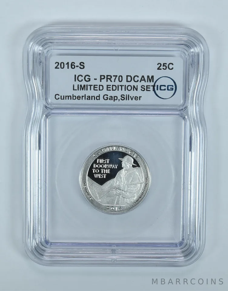 2016-S ATB Quarter Cumberland Gap Silver Limited Edition PR70 DCAM ICG