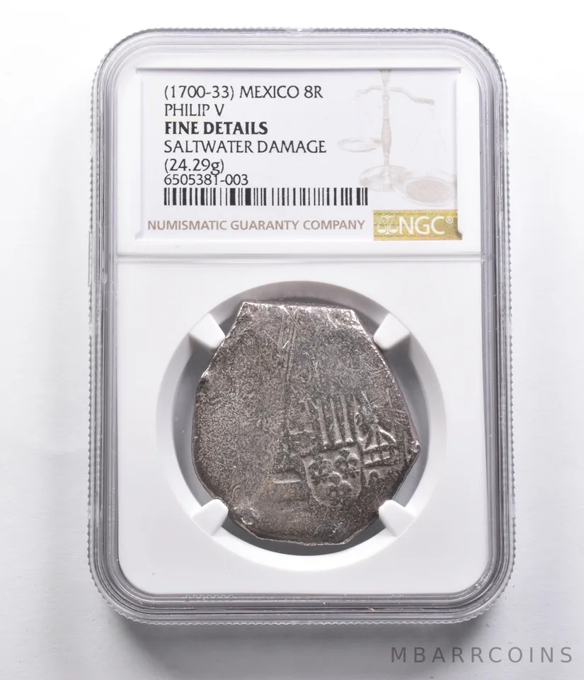 Fine Details (1700-33) Mexico 8 Real Philip V (24.29g) NGC a4069