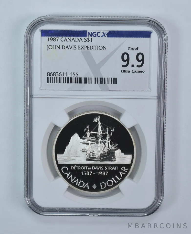 1987 Canada 1 Dollar Silver John David Expedition Proof 9.9 UCAM NGC X NGCX