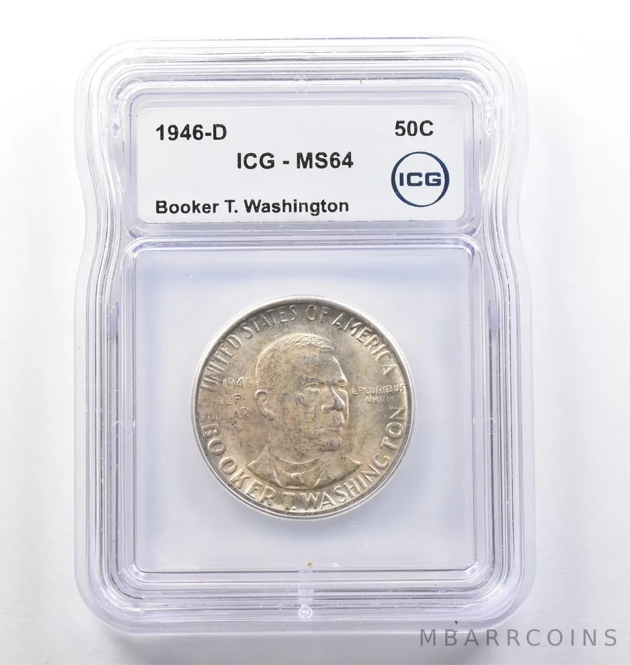 1946-D Booker T Washington Commemorative Half Dollar MS64 ICG *0165