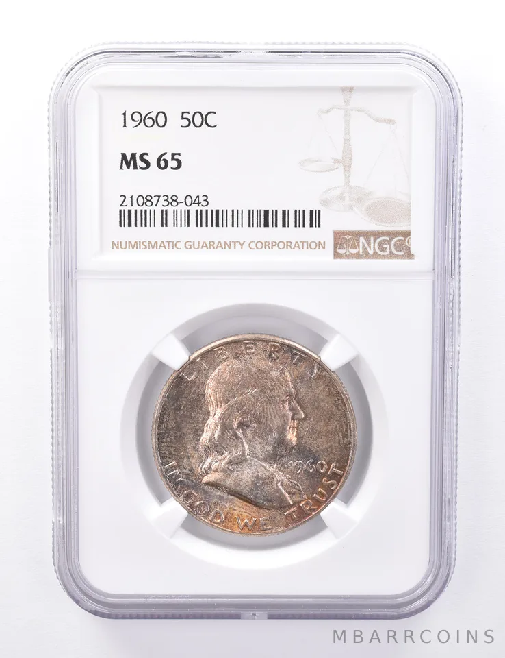 MS65 1960 Franklin Half Dollar - Graded NGC Toned *4242