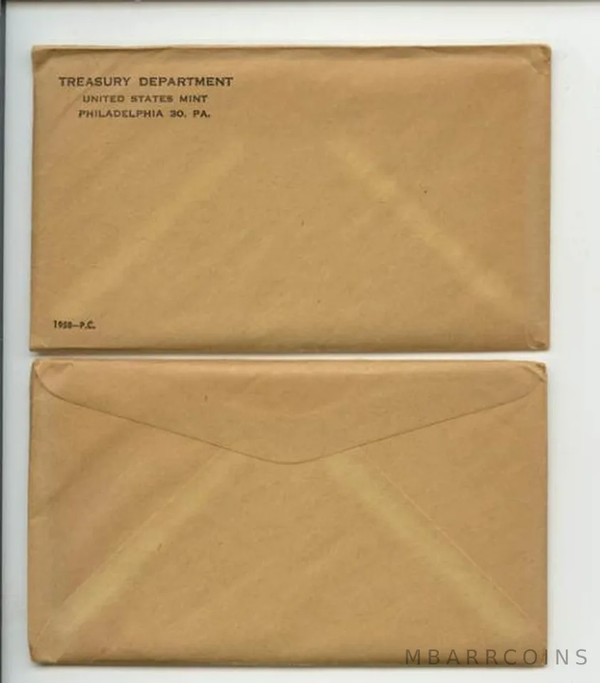 1958 Proof Set in Unopened SEALED Original Envelope & Flatpack (5 Coins)