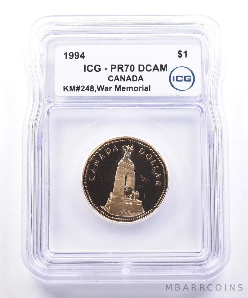 1994 Canada 1 Dollar War Memorial PR70 DCAM ICG