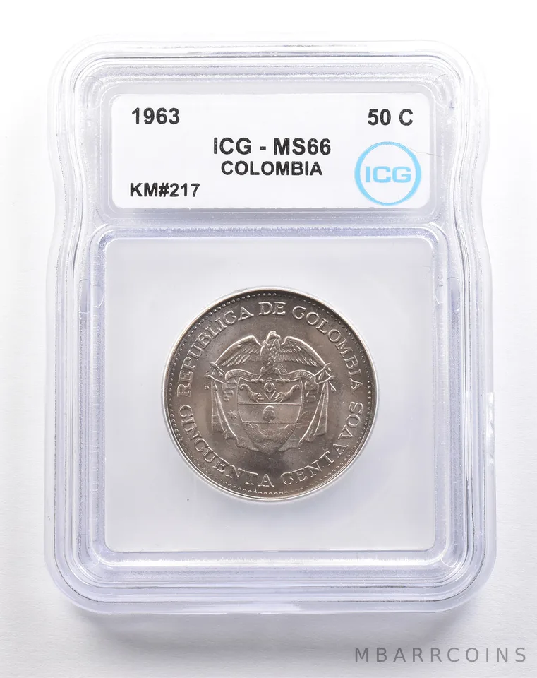1963 Colombia 50 Centavos KM#217 MS66 ICG *5504