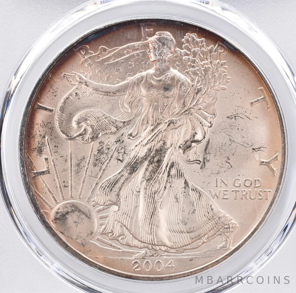 2004 American Silver Eagle MS64 PCGS Beautiful Tone *1497