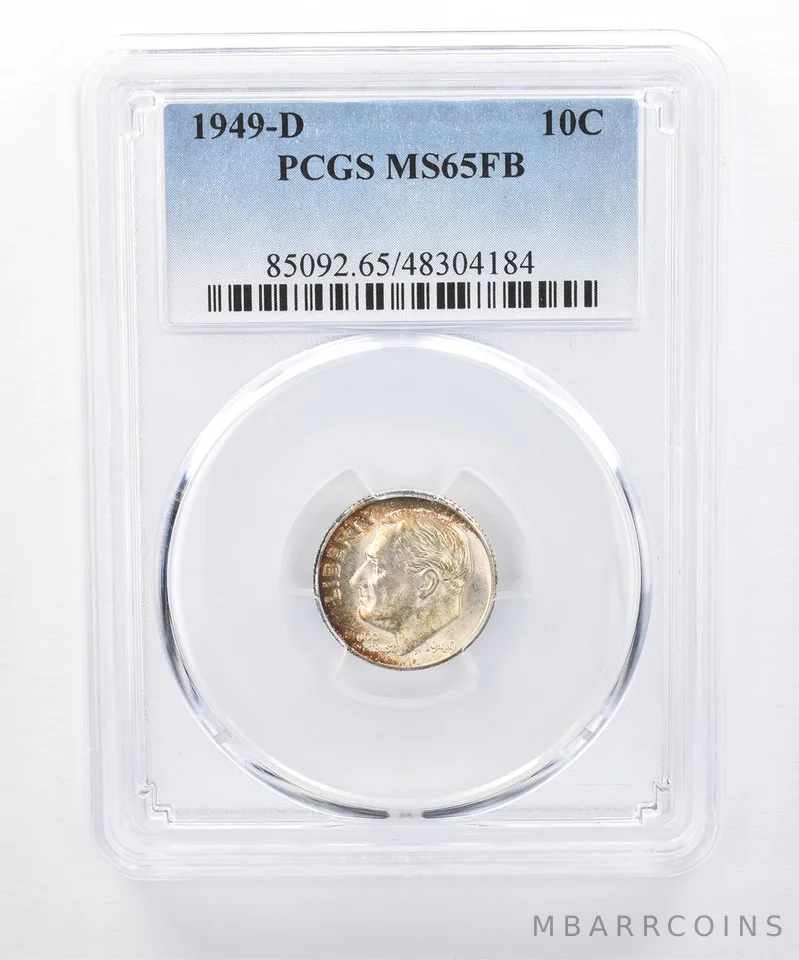 1949-D Roosevelt Dime MS65 FB PCGS Beautiful Tone *8388