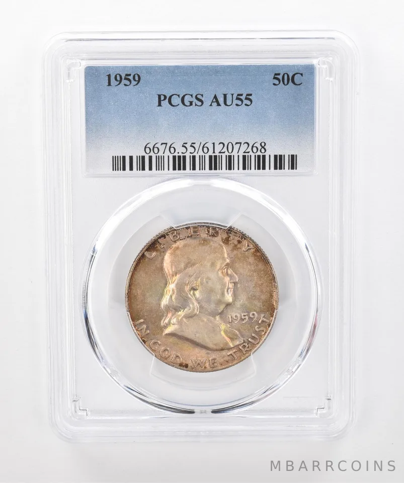 1959 Franklin Half Dollar AU55 PCGS Beautiful Tone *1455