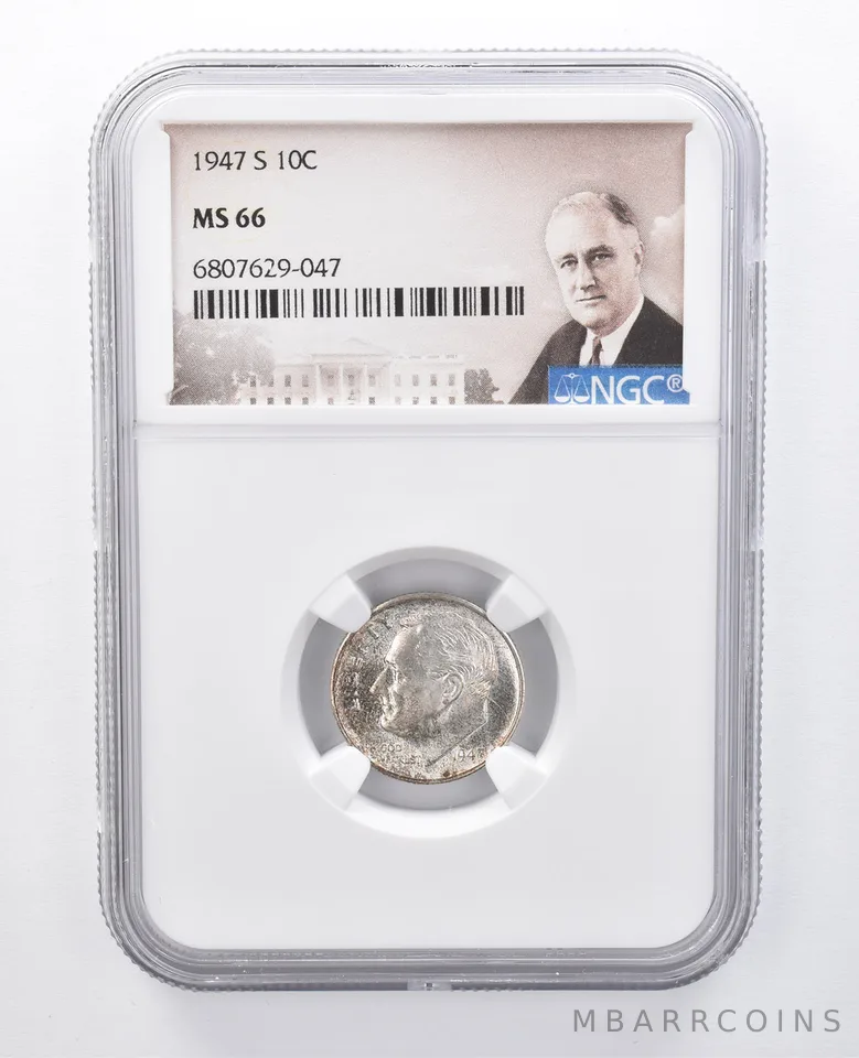 1947-S Roosevelt Dime MS66 NGC Beautiful Sheen *7932