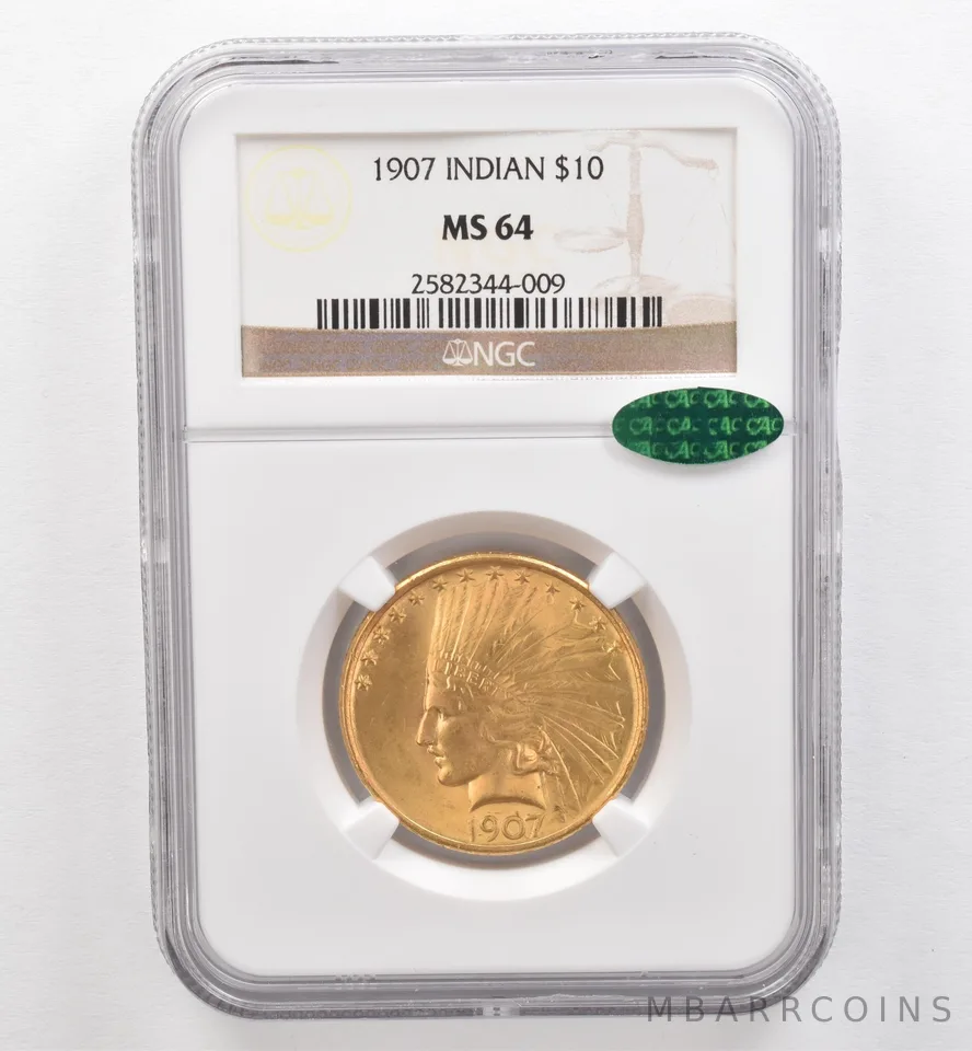 1907 $10 Indian Head Gold Eagle MS64 NGC CAC *0362