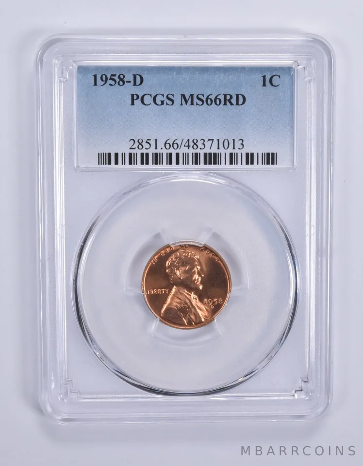 1958-D Lincoln Wheat Cent 1c MS66 RD PCGS Blue Label