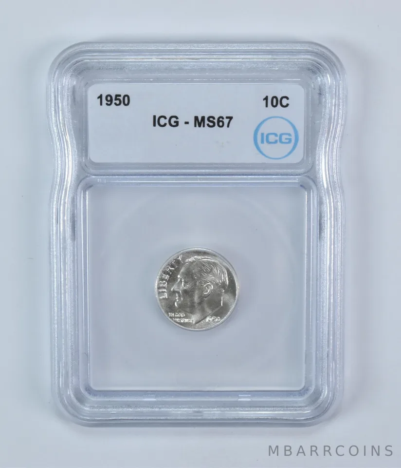1950 Roosevelt Dime MS67 ICG