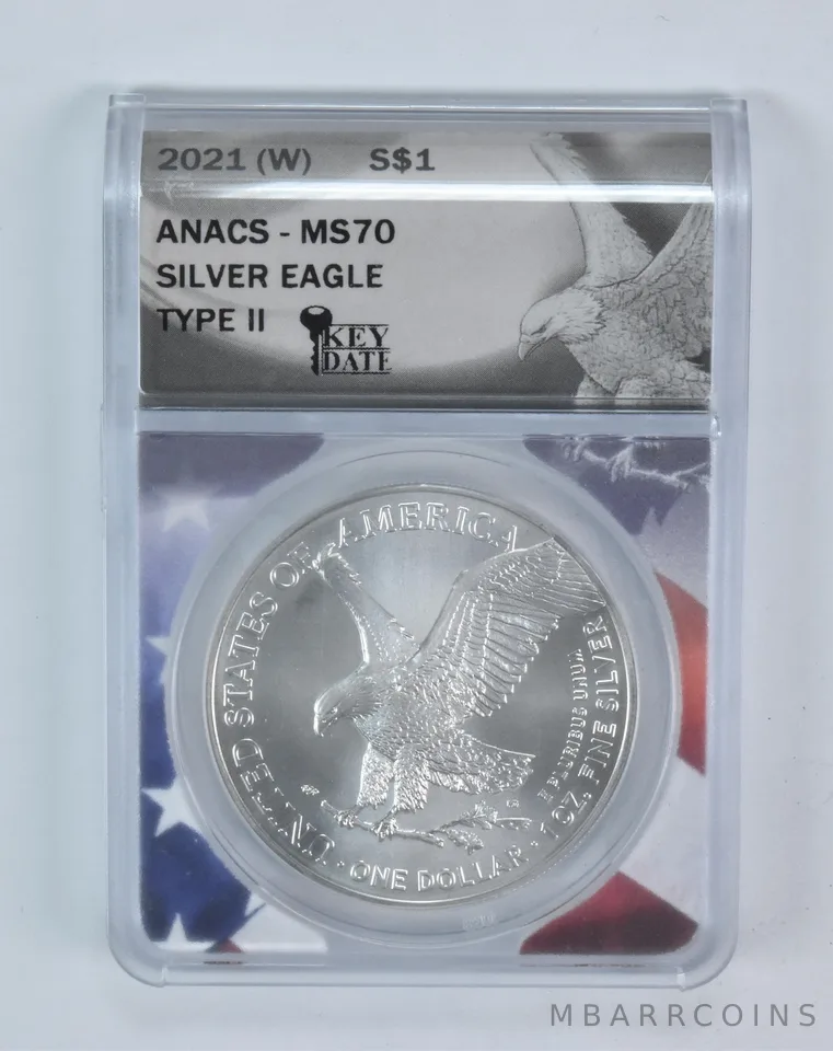 2021-(W) American Silver Eagle Type 2 MS70 ANACS