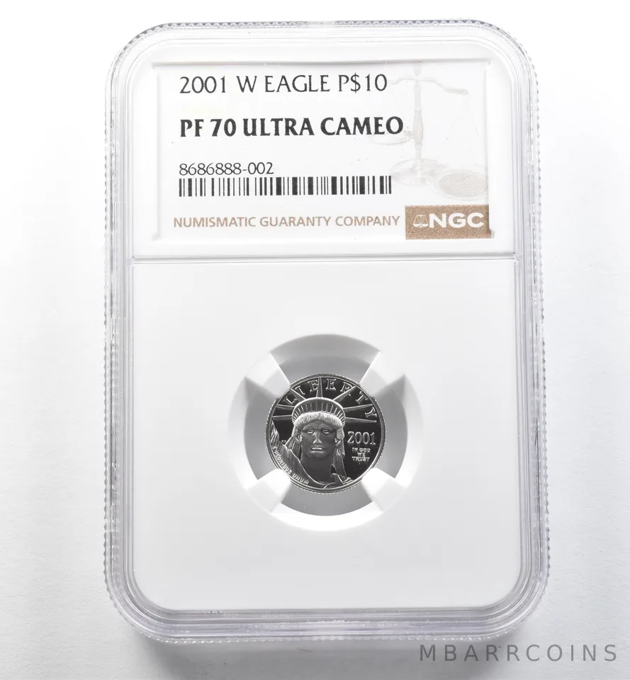 2001-W $10 American Platinum Eagle 1/10 Oz Platinum PF70 UCAM NGC