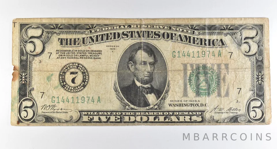 1928 A $5 Chicago IL FRN Green Seal *8242