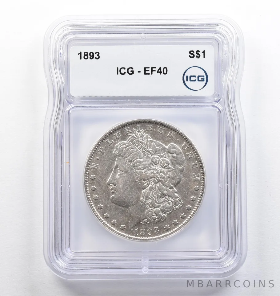 1893 Morgan Silver Dollar EF40 ICG *9443