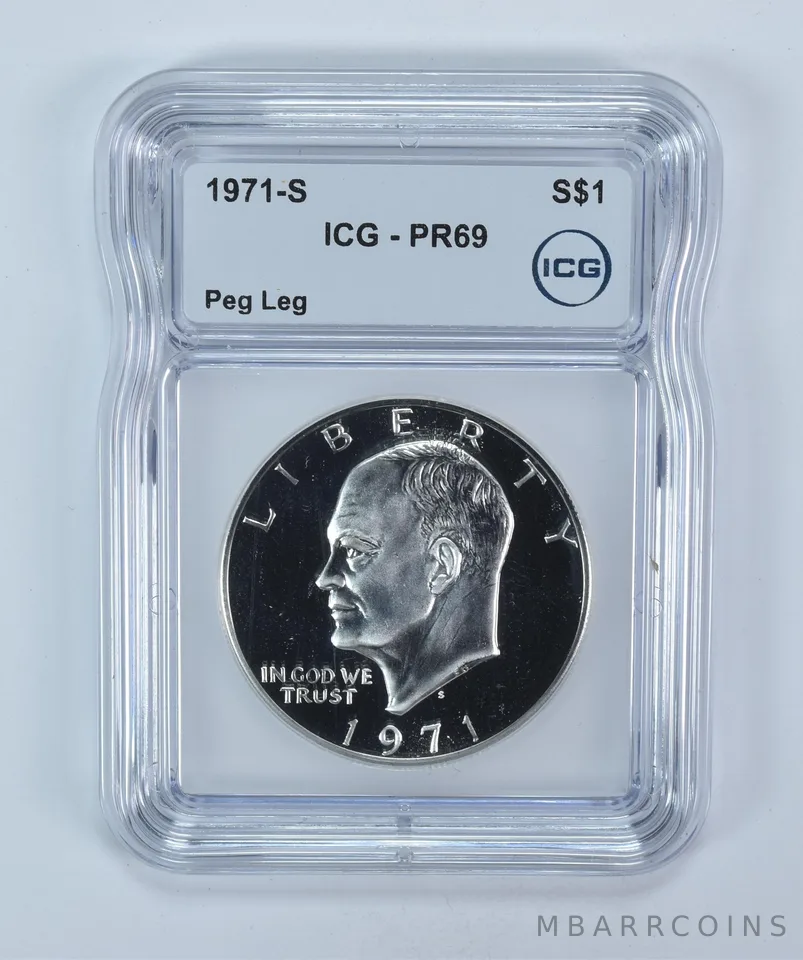 1971-S Eisenhower $1 Peg Leg PR69 ICG