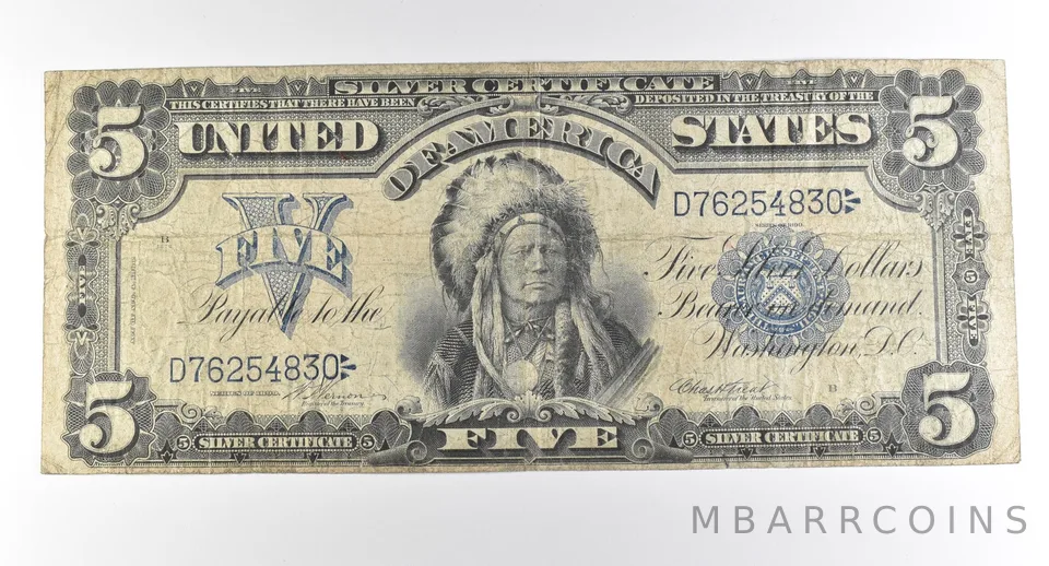 1899 $5 Silver Certificate Large Note Blue Seal *3721