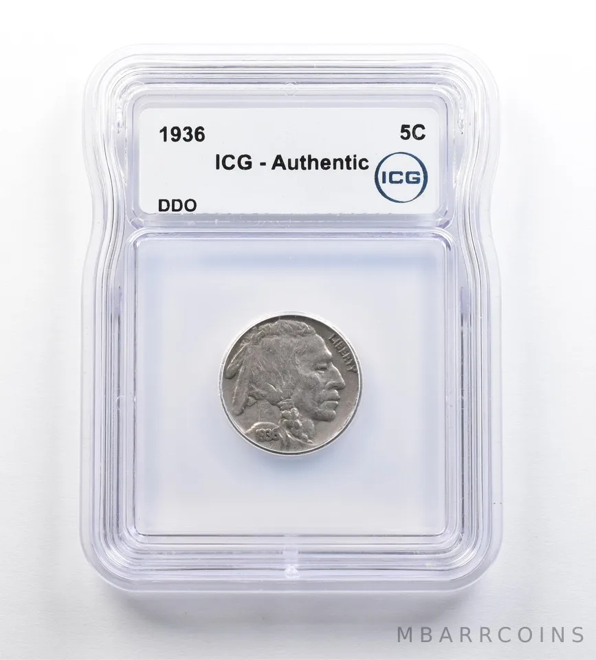 1936 Indian Head Buffalo Nickel DDO Authentic ICG *9192