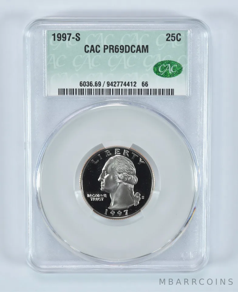 1997-S Washington Quarter PR69 DCAM CAC CACg