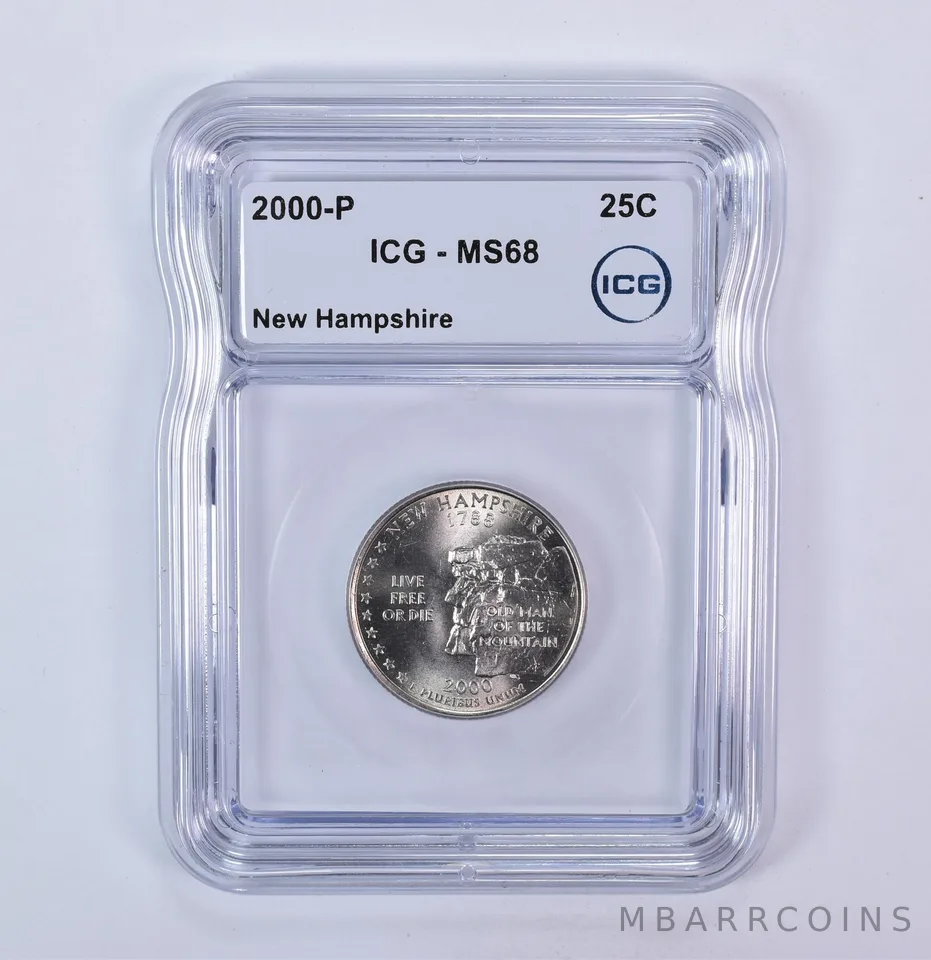 2000-P Washington State Quarter New Hampshire MS68 ICG
