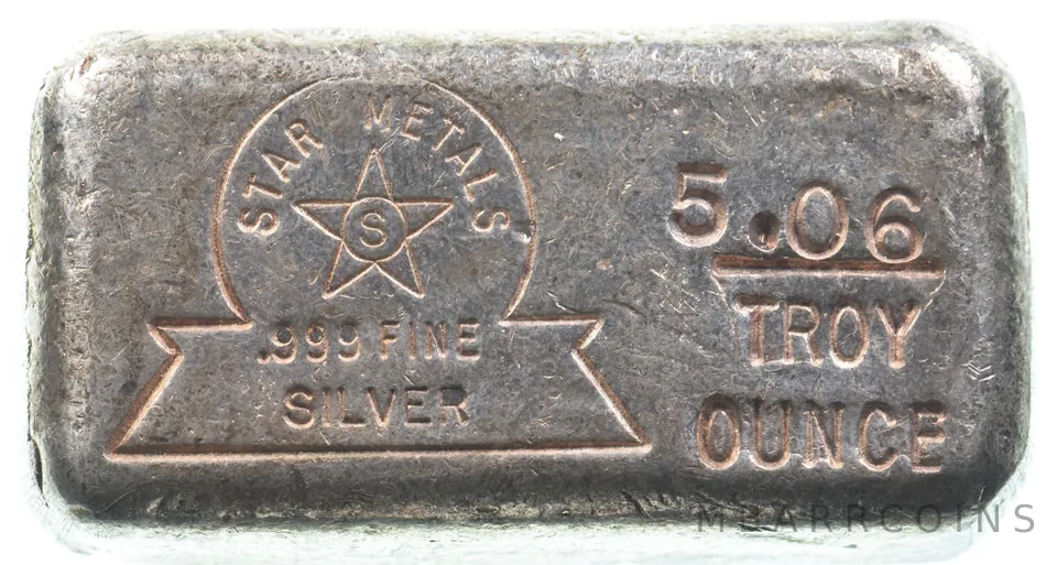 5.06 Troy Oz Silver Bar Star Metals *4203