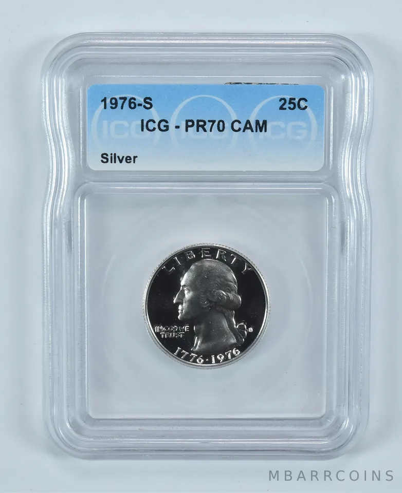 1976-S Washington Quarter Silver PR70 CAM ICG